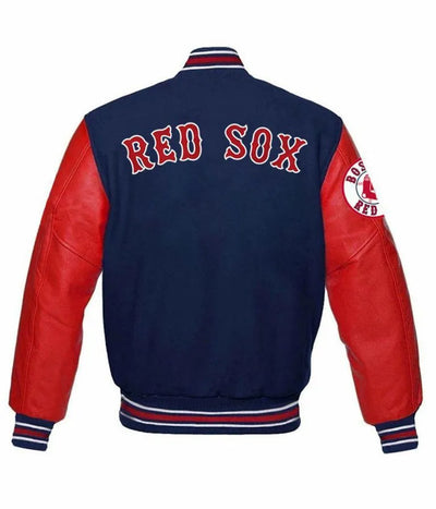Boston Red Sox Full-Snap Blue Wool & Red Leather Varsity Letterman Men's Jacket