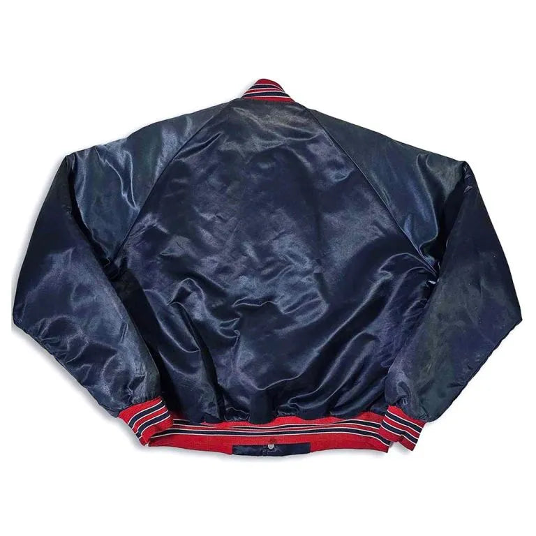 Boston Red Sox 80’s Bomber Full-Snap Navy Blue Satin Men's Jacket