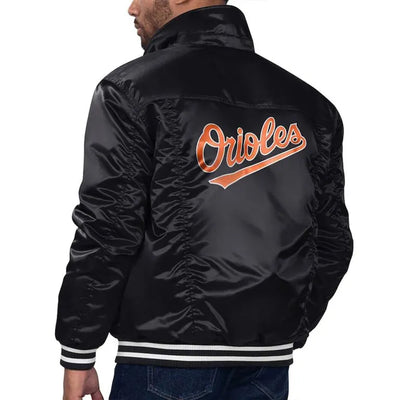 Baltimore Orioles Black Silver Tab Trucker Full-Snap Satin Men's Jacket