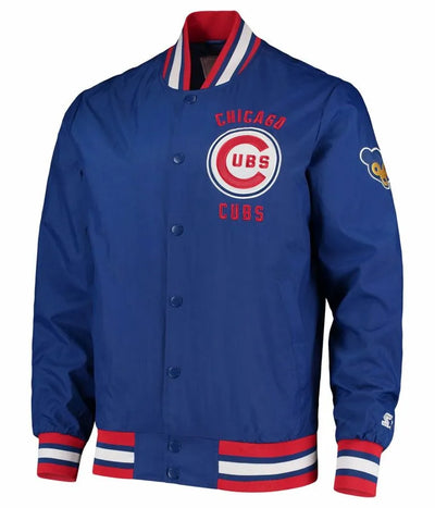 Chicago Cubs The Jet III Royal Blue Satin Full-Snap Men's Bomber Jacket