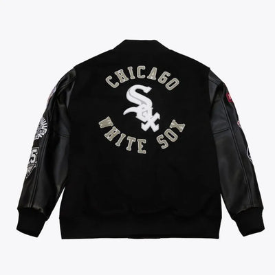 Chicago White Sox Black Out Wool/Leather Full-Snap Varsity Men's Jacket