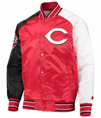 Cincinnati Reds Reliever Full-Snap Red and Black Satin Men's Jacket