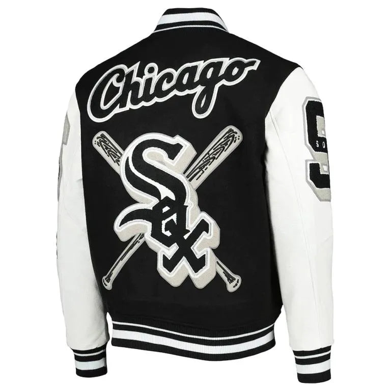 Chicago White Sox Mashup Black and White Wool/Leather Varsity Men's Jacket