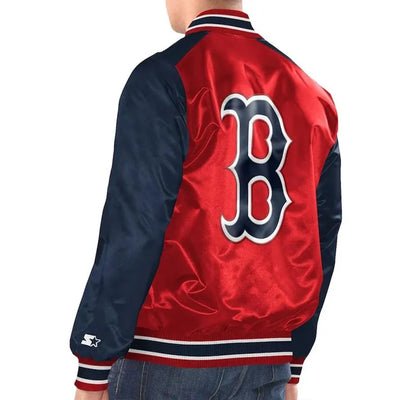 Boston Red Sox Renegade Varsity Full-Snap Red & Navy Satin Men's Jacket