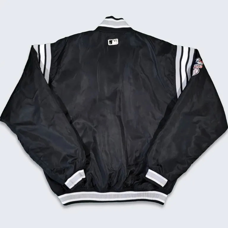 Chicago White Sox 90s Full-Snap Bomber Black Satin Men's Jacket