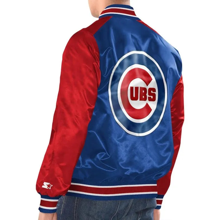 Chicago Cubs Renegade Varsity Full-Snap Royal Blue & Red Satin Men's Jacket
