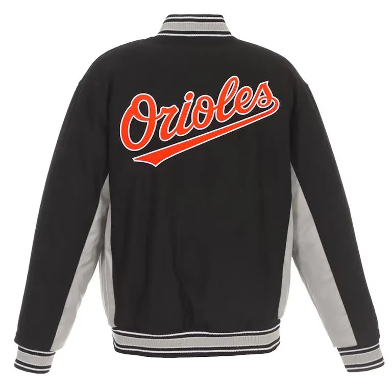 Baltimore Orioles Accent Black and Gray Wool Men's Varsity Jacket