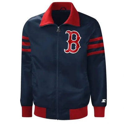 Boston Red Sox The Captain II Bomber Navy Blue Satin Full-Zip Men's Jacket