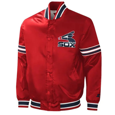 Chicago White Sox Slider Varsity Full-Snap Red Satin Men's Jacket