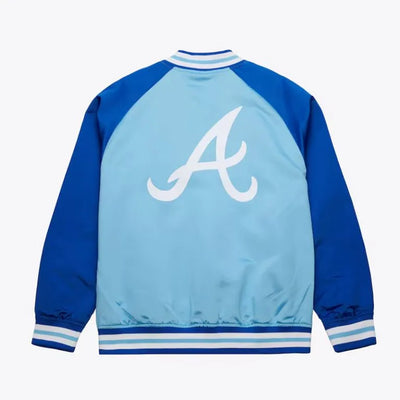 Atlanta Braves Vintage Logo Double Clutch Full-Snap Blue Satin Men's Jacket