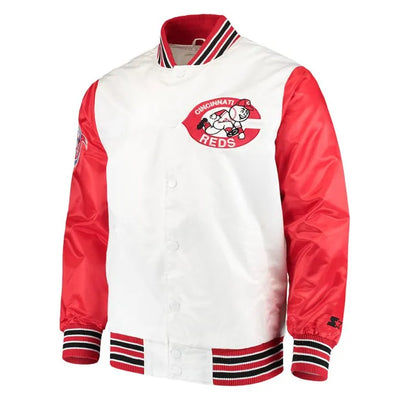 Cincinnati Reds The Legend Varsity Full-Snap White Satin Men's Jacket