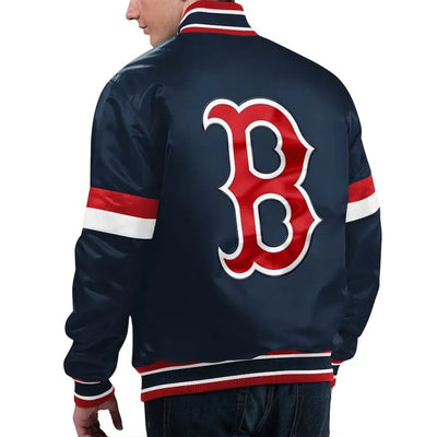 Boston Red Sox Home Game Varsity Full-Snap Navy Satin Men's Jacket