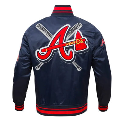 Atlanta Braves Mashup Full-Snap Classic Rib Navy Blue Satin Men's Jacket