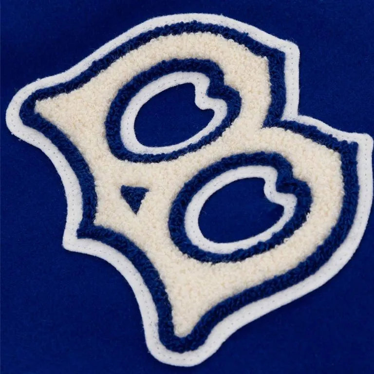 Brooklyn Dodgers 1940 Full-Zip Blue Wool & White Leather Sleeves Varsity Men's Jacket