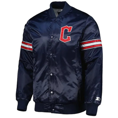 Cleveland Guardians Pick & Roll Full-Snap Navy Blue Satin Men's Jacket
