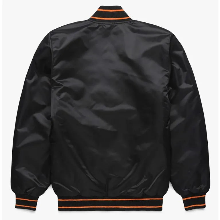 Baltimore Orioles Classic Black Satin Ful-Snap Men's Bomber Jacket