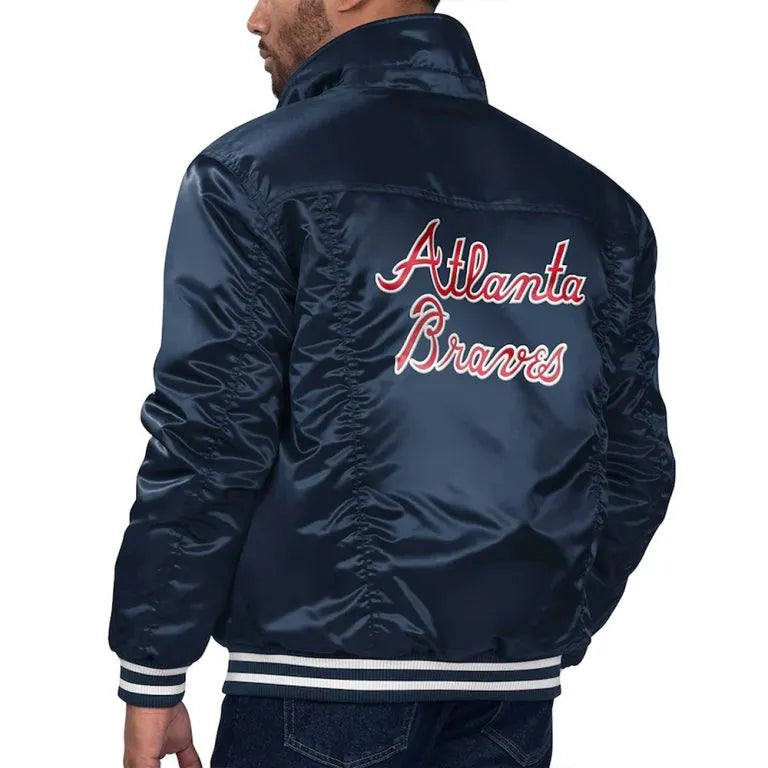 Atlanta Braves Navy Silver Tab Trucker Men's Bomber Jacket