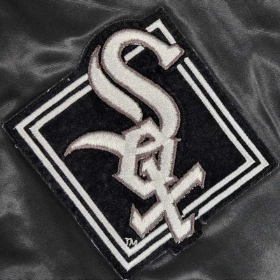 Chicago White Sox 80s Full-Snap Bomber Black Satin Men's Jacket