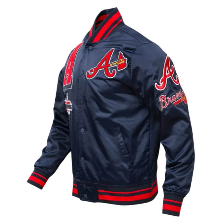 Atlanta Braves Mashup Full-Snap Classic Rib Navy Blue Satin Men's Jacket