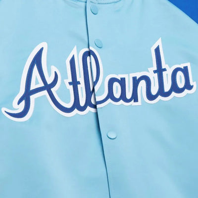 Atlanta Braves Vintage Logo Double Clutch Full-Snap Blue Satin Men's Jacket