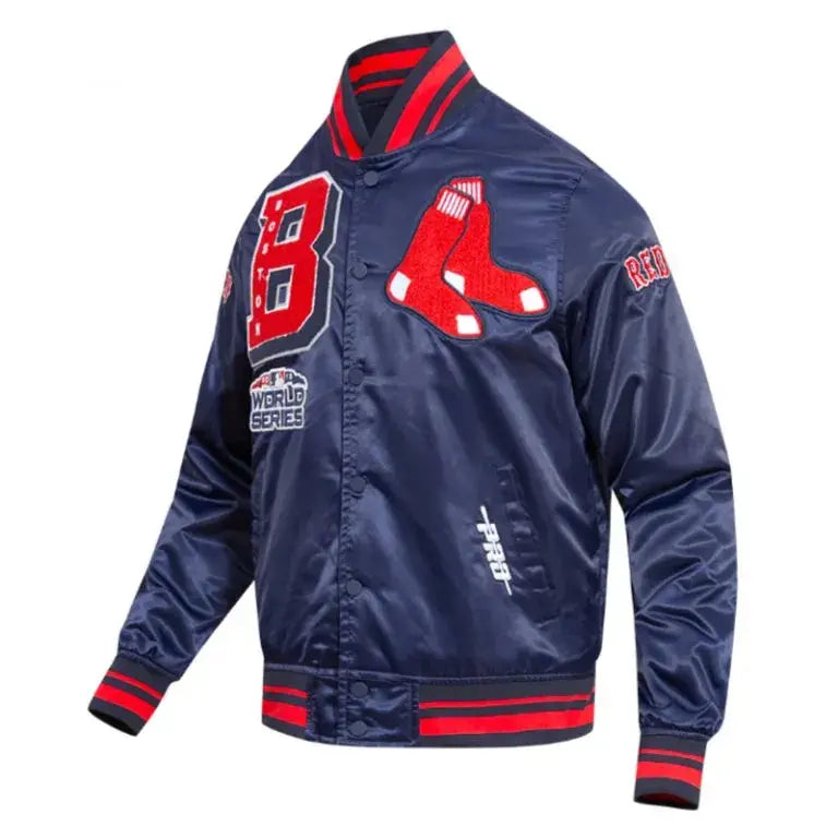 Boston Red Sox Mashup Classic Rib Full-Snap Navy Blue Satin Men's Jacket