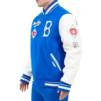 Brooklyn Dodgers Retro Classic Royal Blue Wool & White Leather Sleeves Varsity Men's Jacket