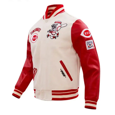 Cincinnati Reds Retro Classic Red/White Varsity Wool/Leather Men's Jacket