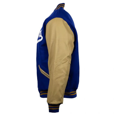 Brooklyn Dodgers 1951 Royal Blue Wool & Golden Tan Leather Sleeves Full-Zip Varsity Men's Jacket