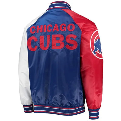 Chicago Cubs Reliever Full-Snap Varsity Royal Blue & Red Satin Men's Jacket