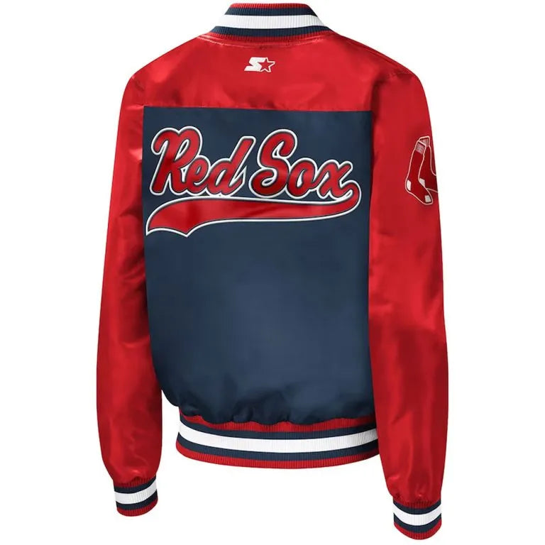 Boston Red Sox The Legend Full-Snap Red & Blue Satin Men's Bomber Jacket