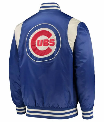 Chicago Cubs Royal Blue & Cream Satin Bomber Varsity Men's Jacket
