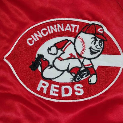 Cincinnati Reds 80s Full-Snap Bomber Red Satin Men's Jacket