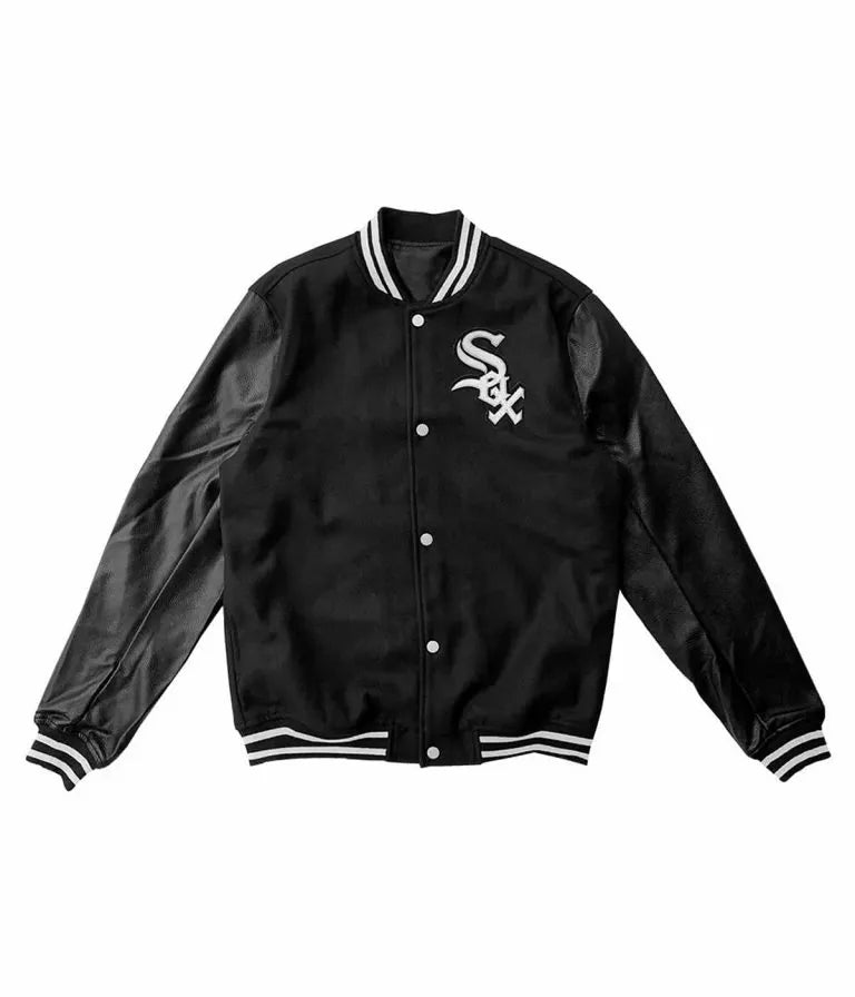 Chicago White Sox Letterman Varsity Black Wool/Leather Men's Jacket