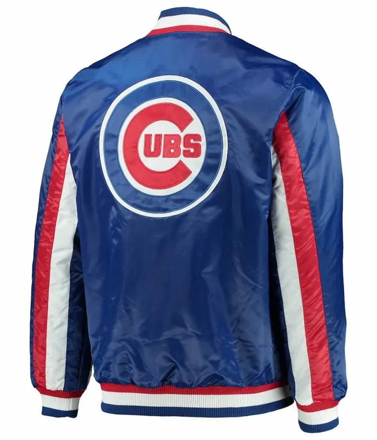 Chicago Cubs The Ace Varsity Full-Snap Royal Blue Satin Men's Jacket