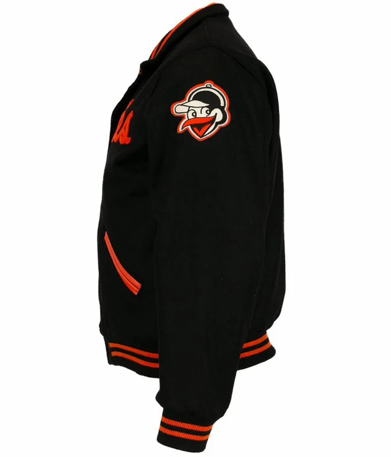 Baltimore Orioles 1966 Black Wool Varsity Bomber Men's Jacket