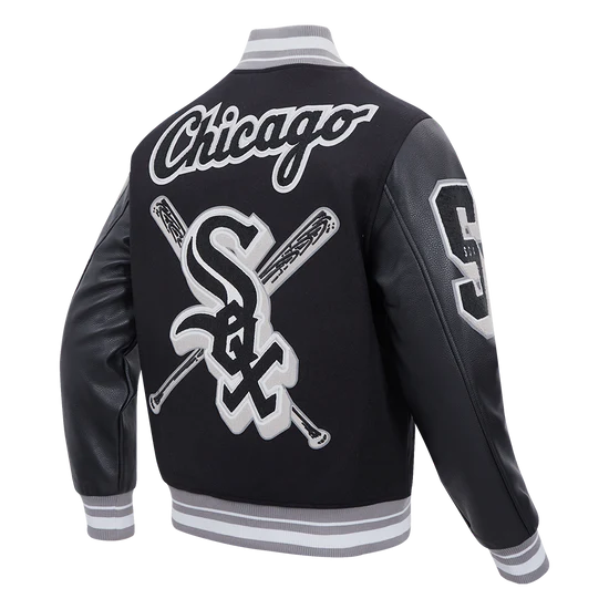 Chicago White Sox Mashup Black Wool & Leather Varsity Men's Jacket