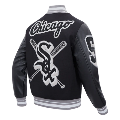 Chicago White Sox Mashup Black Wool & Leather Varsity Men's Jacket
