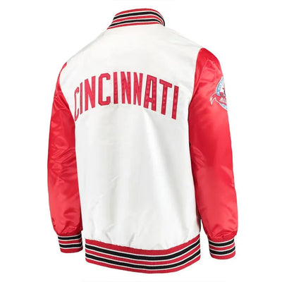 Cincinnati Reds The Legend Varsity Full-Snap White Satin Men's Jacket