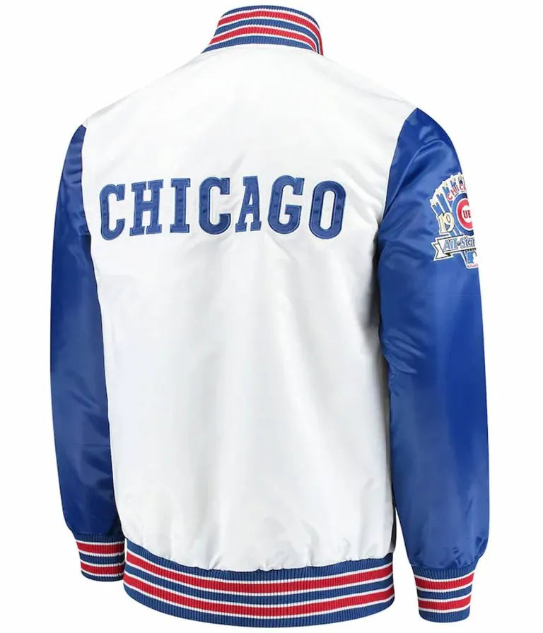 Starter Chicago Cubs The Legend Varsity White and Royal Blue Satin Men's Jacket