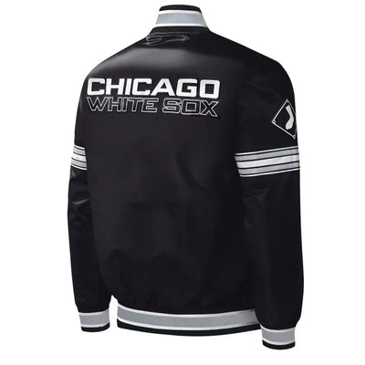 Chicago White Sox Midfield Varsity Full-Snap Black Satin Men's Jacket
