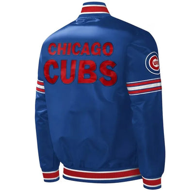Chicago Cubs Midfield Royal Blue Satin Full-Snap Men's Bomber Jacket