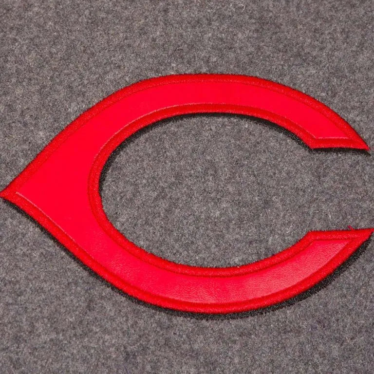 Cincinnati Reds Varsity Gray and Red Wool Full-Snap Men's Jacket