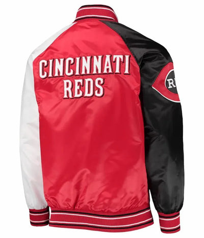 Cincinnati Reds Reliever Full-Snap Red and Black Satin Men's Jacket