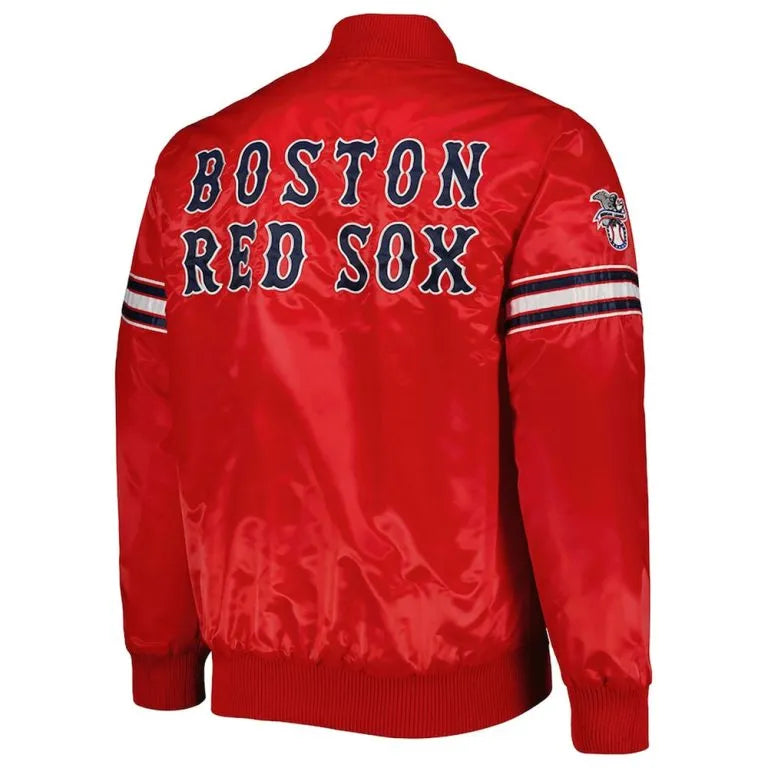 Boston Red Sox Pick & Roll Full-Snap Red Satin Men's Bomber Jacket