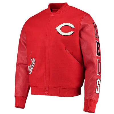 Cincinnati Reds Letterman Red Wool & Leather Sleeves Men's Varsity Jacket