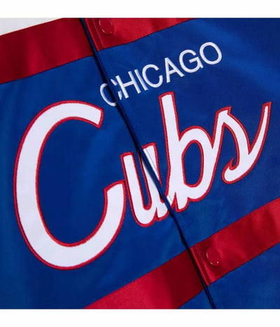 Chicago Cubs Heavyweight Blue and White Varsity Satin Men's Jacket