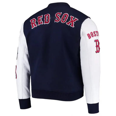 Boston Red Sox Navy Blue Wool & White Leather Sleeves Varsity Men's Jacket