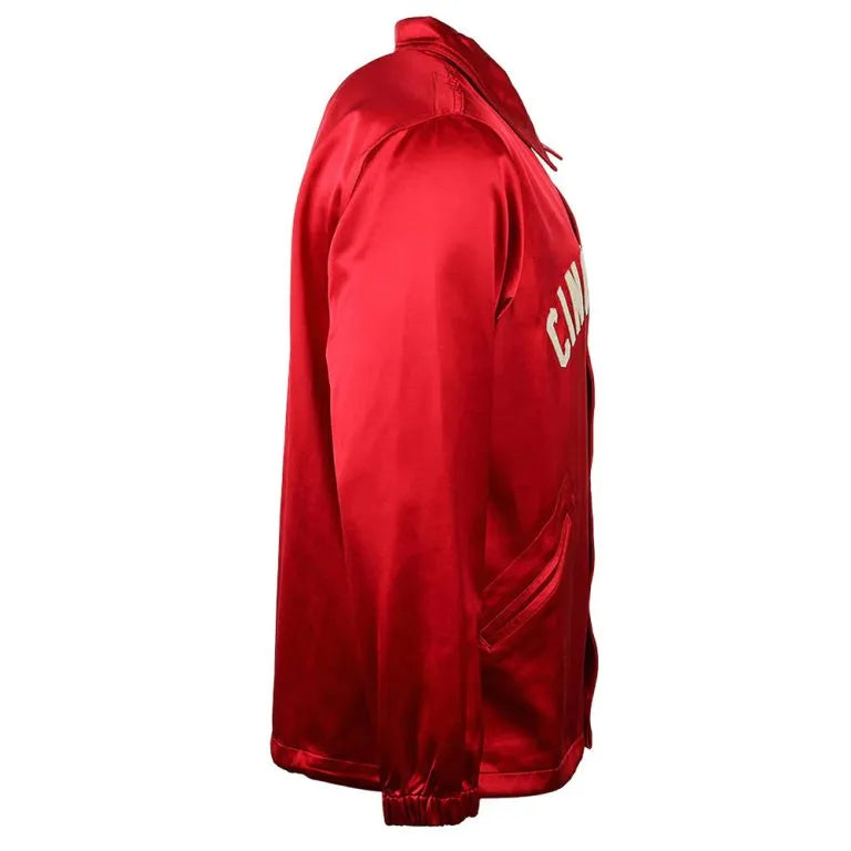 Cincinnati Reds 1955 Full-Snap Red Satin Windbreaker Men's Jacket