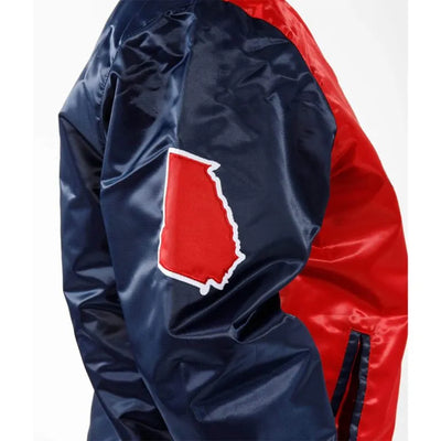 Atlanta Braves Black Label Navy and Red Full-Snap Satin Men's Bomber Jacket