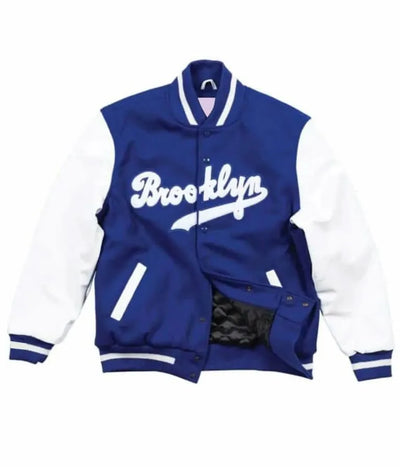 Brooklyn Dodgers White Letter Sleeves and Blue Wool Varsity Men's Jacket